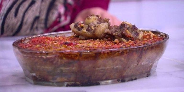 طاجن لسان العصفور باللحم طريقة عمل طاجن لسان العصفور