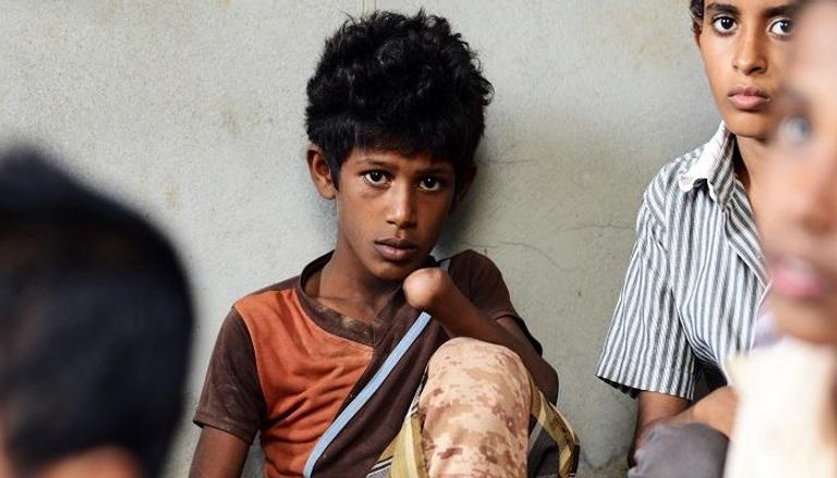 أطفال من ضحايا ألغام الحوثي في اليمن 