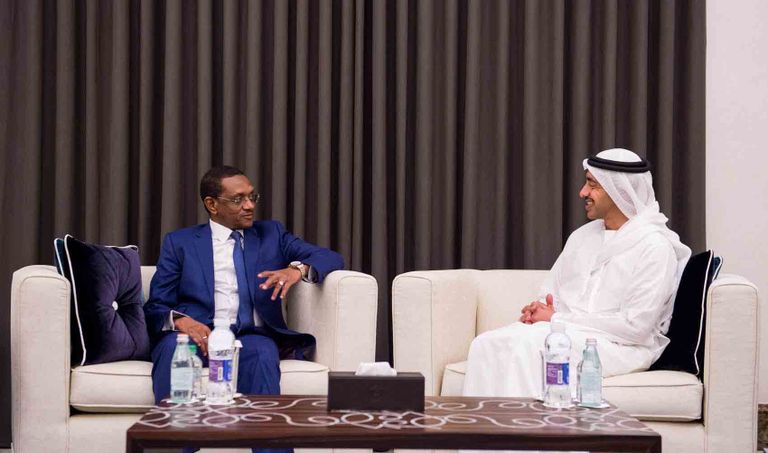 الشيخ عبد الله بن زايد آل نهيان خلال لقائه شريف محمد زين