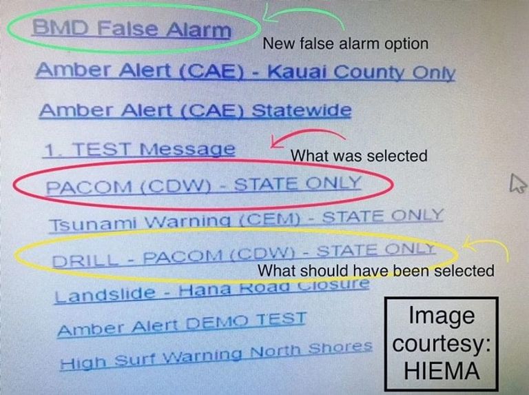 قائمة الخيارات تحذير كاذب بصاروخ باليستي متوجه إلى هاواي