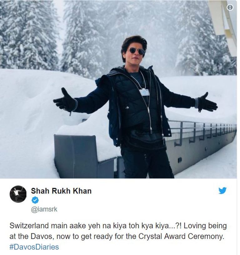 شاروخان يشارك صورته وهو في دافوس على تويتر