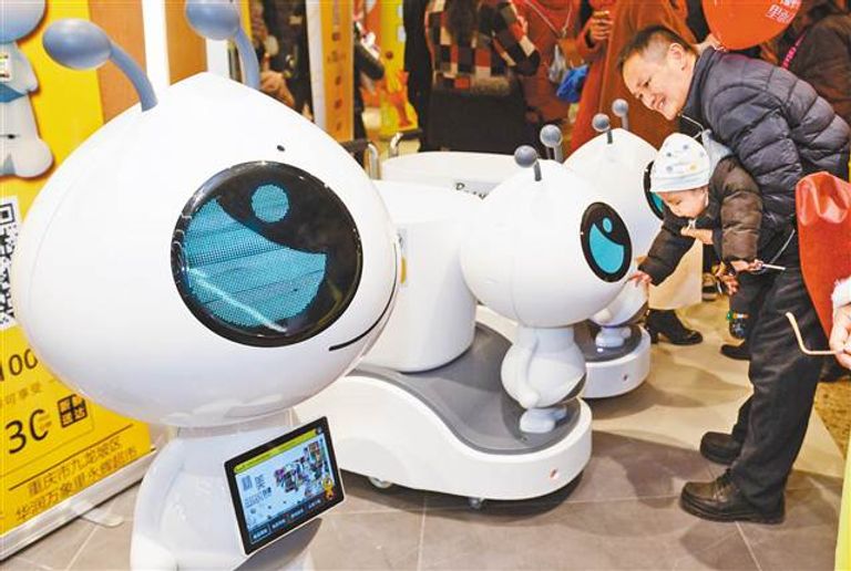 سلة المشتروات الروبوتية في متاجر الصين عربات التسوق الروبوتية تنتظر المشترين