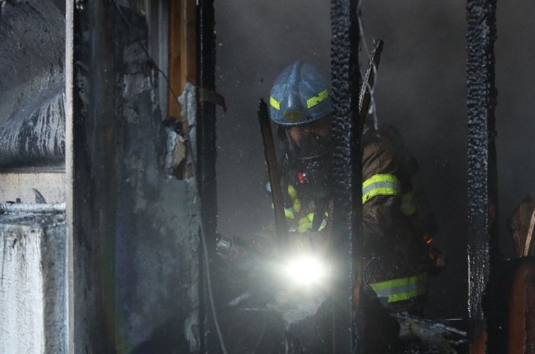 موقع الحريق في مستشفى بمدينة ميريانج