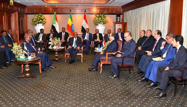 قادة مصر والسودان وإثيوبيا في القمة الثلاثية الإثنين
