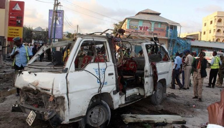 موقع انفجار سيارة ملغومة في الصومال-أرشيفية