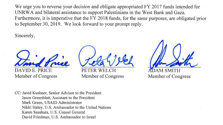 رسالة أعضاء الكونجرس إلى الإدارة الأمريكية