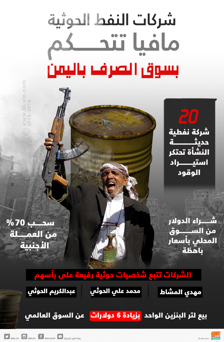 مافيا الحوثي النفطية تدمر الريال اليمني
