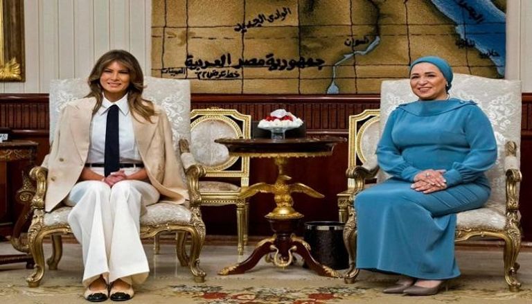قرينة الرئيس المصري تستقبل ميلانيا ترامب