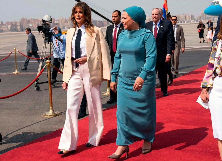 قرينة الرئيس المصري تستقبل ميلانيا ترامب
