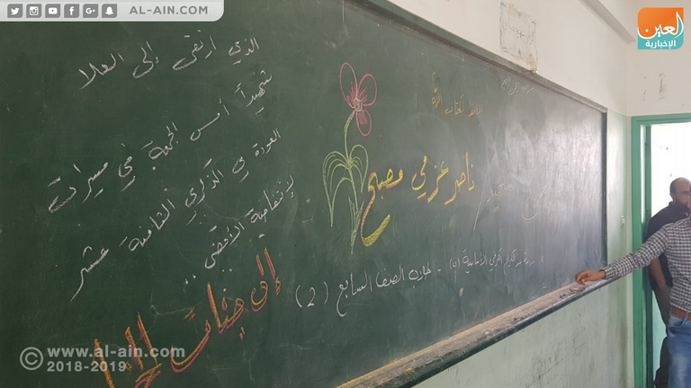 أكاليل الزهور تشغل مقاعد الطلبة الشهداء في غزة