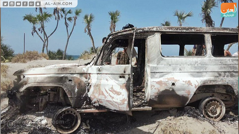 سيارة إسعاف تم استهدافها من المليشيات صواريخ إيرانية كانت في طريقها إلى الحوثيين