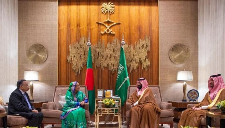 جانب من لقاء ولي العهد السعودي ورئيسة وزراء بنجلاديش