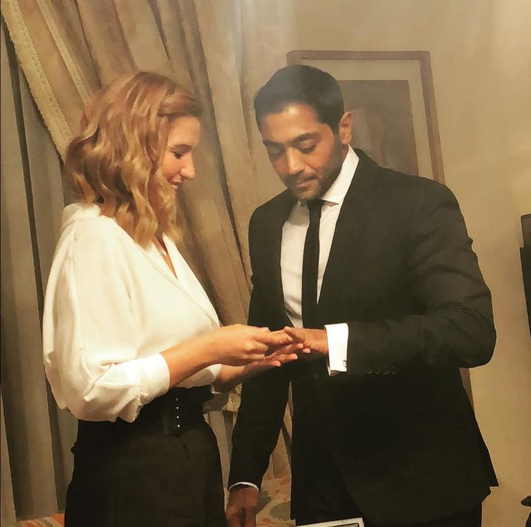 أحمد فلوكس وهنا شيحة في حفل عقد قرانهما