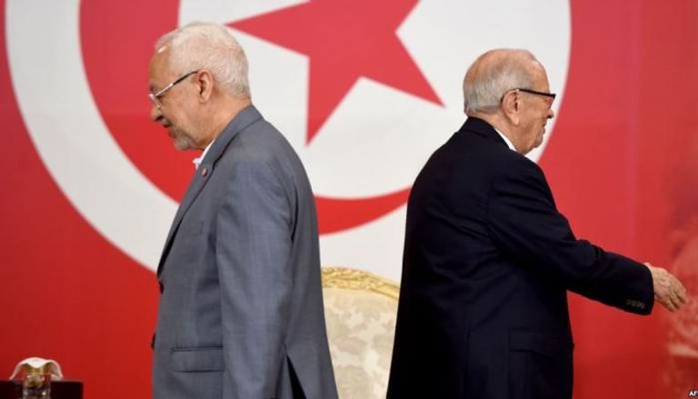الرئيس التونسي الباجي قايد السبسي وراشد الغنوشي- أرشيفية