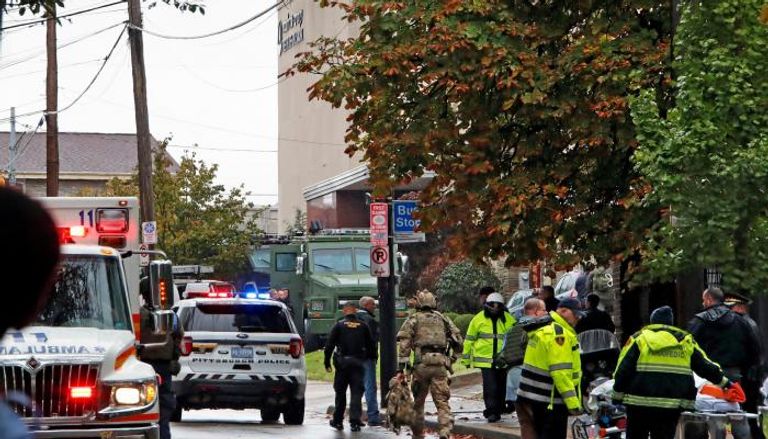 موقع الهجوم الإرهابي على الكنيس اليهودي بولاية بنسلفانيا