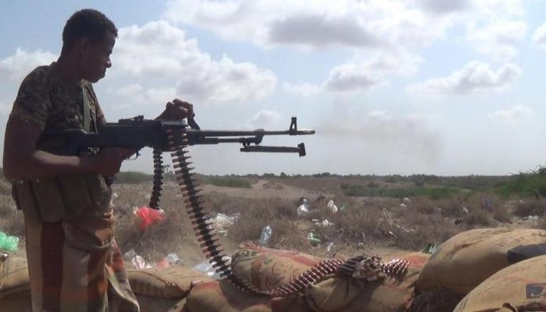 مقاتل في صفوف القوات اليمنية المشتركة شرق مدينة الحديدة