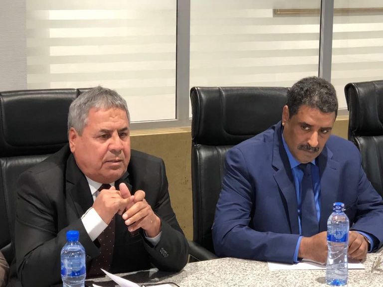 الوفد الليبي خلال تسليم الرسالة إلى أعضاء مفوضية الاتحاد الأفريقي