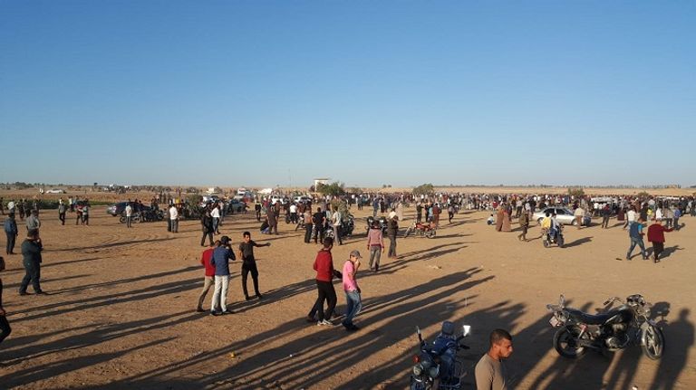 جانب من التظاهرات الفلسطينية اليوم الجمعة شرقي قطاع غزة التظاهرات شرقي قطاع غزة