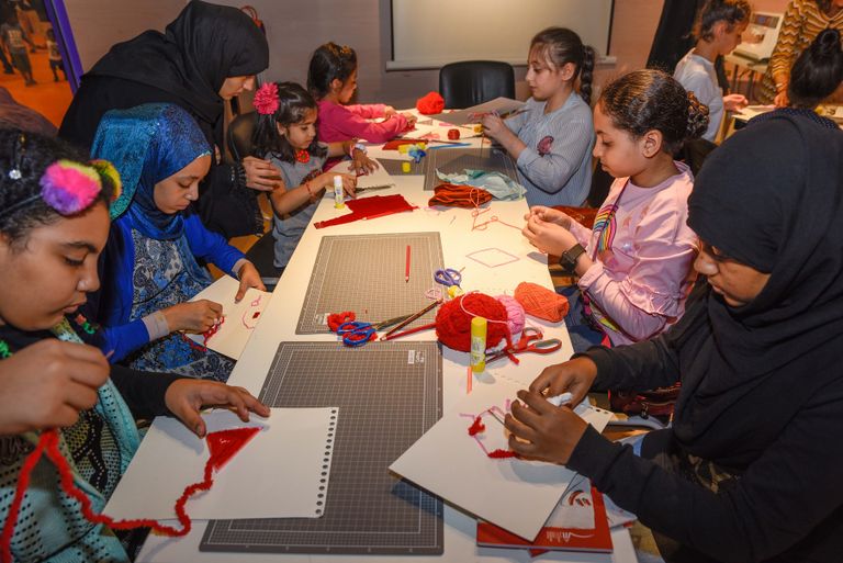 جانب من ورشة الأطفال لعلا الدجاني