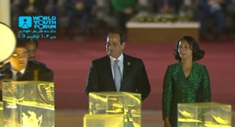 الرئيس المصري عبدالفتاح السيسي يفتتح النصب التذكاري للإنسانية