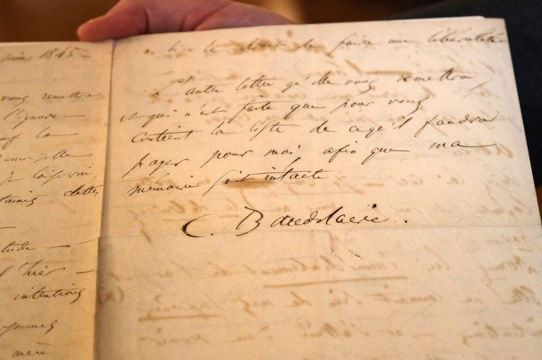 رسالة بخط يد الشاعر الفرنسي شارل بودلير