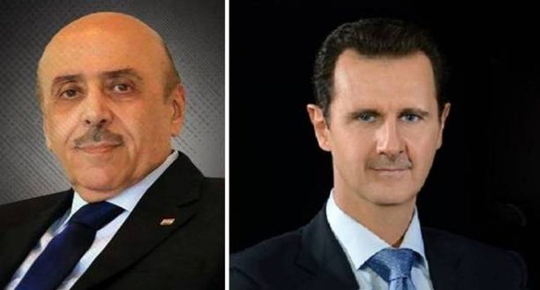 علي مملوك وبشار الرئيس السوري بشار الأسد ومستشاره علي مملوك