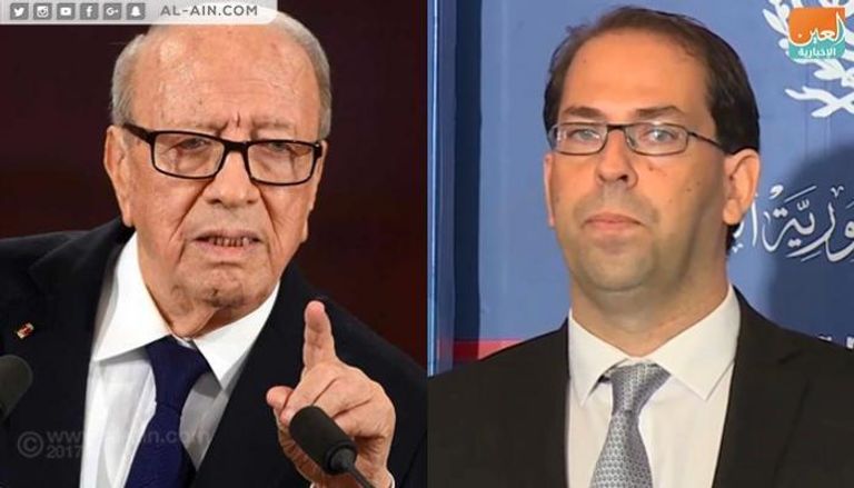 الرئيس التونسي الباجي قايد السبسي ورئيس الحكومة يوسف الشاهد