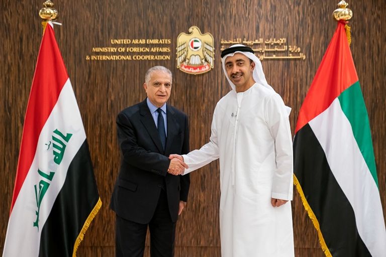 الشيخ عبدالله بن زايد آل نهيان وزير الخارجية والتعاون الدولي الإماراتي ونظيره العراقي