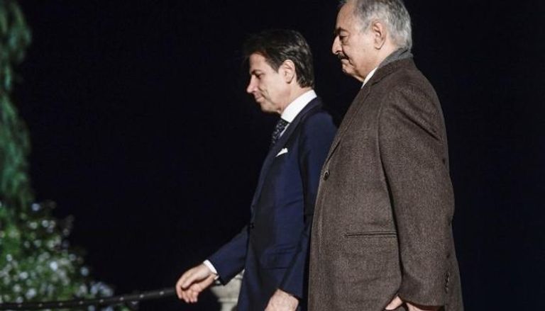 رئيس الوزراء الإيطالي جوزيبي كونتي يستقبل المشير حفتر