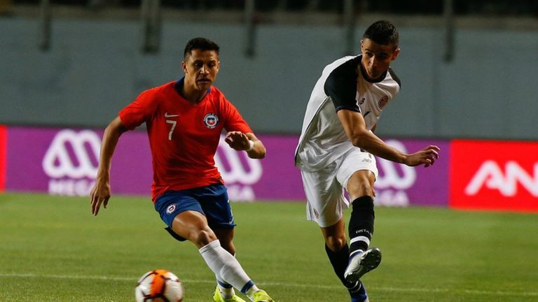 لقطة من مباراة تشيلي وكوستاريكا