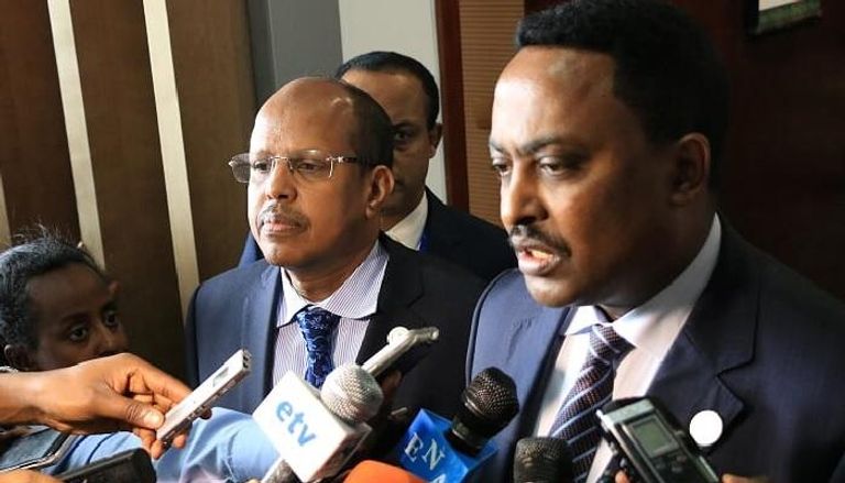 وزيرا خارجية إثيوبيا وجيبوتي خلال لقاء صحفي بشأن المباحثات 