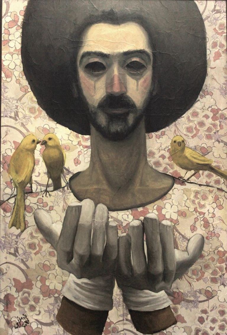 إحدى لوحات معرض "السرداب"