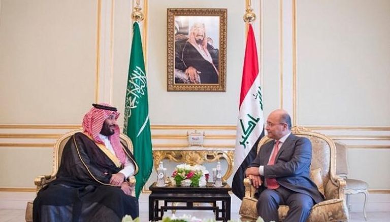 ولي العهد السعودي خلال استقباله الرئيس العراقي