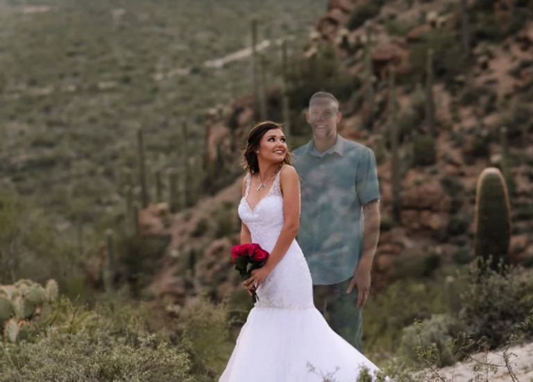 استغلت العروس الصور للتوعية بحوادث الدراجات النارية