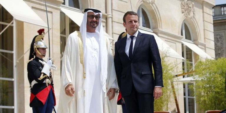 الشيخ محمد بن زايد آل نهيان وجون إيف لودريان وزير خارجية فرنسا