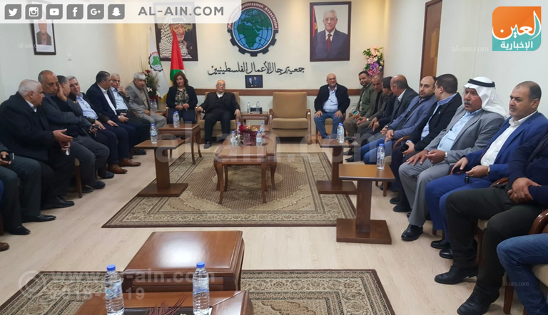 أعضاء المجلس التنسيقي لمؤسسات القطاع الخاص في غزة صورة المؤتمر الصحفي لمجلس القطاع الخاص بغزة