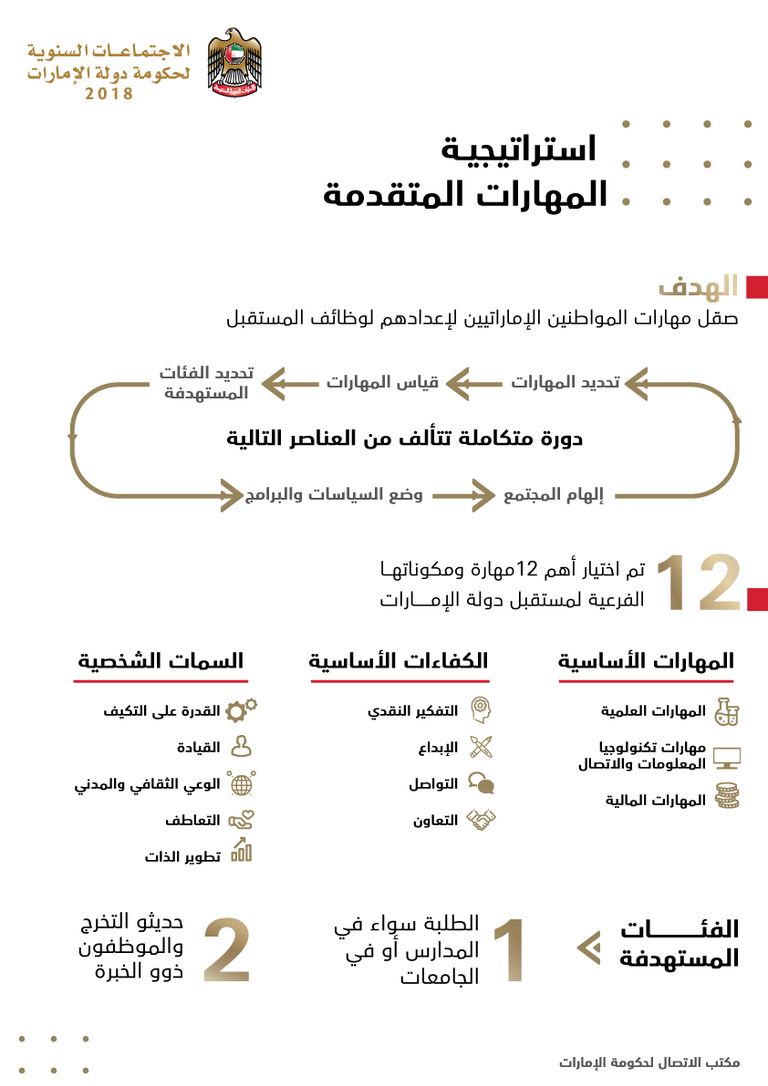 حكومة الإمارات تطلق "استراتيجية المهارات المتقدمة"