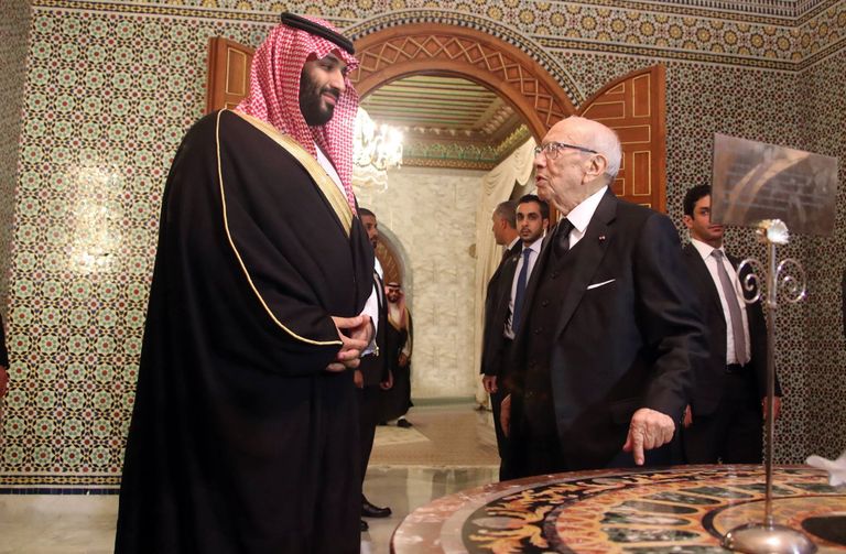  الرئيس الباجي قايد السبسي والأمير محمد بن سلمان بن عبدالعزيز 