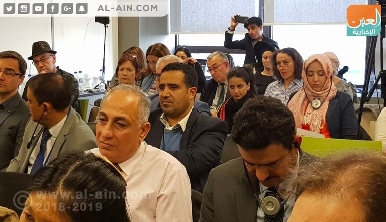 جانب من حضور جلسة بمنتدى باريس للسلام والتنمية أنيس منسي المدير التنفيذي للمركز الوطني لحقوق الإنسان في عدن