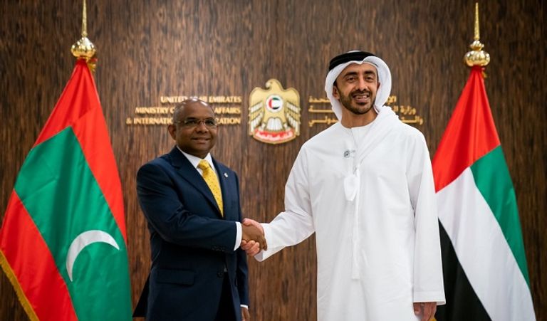 الشيخ عبدالله بن زايد آل نهيان يستقبل وزير خارجية المالديف الشيخ عبدالله بن زايد آل نهيان ووزير خارجية المالديف