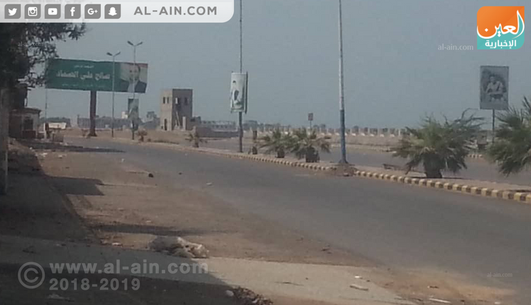 شوارع الحديدة خاوية بعد أن كانت تعج بالزحام صورة عامه لمطاحن السعيد بالحديدة