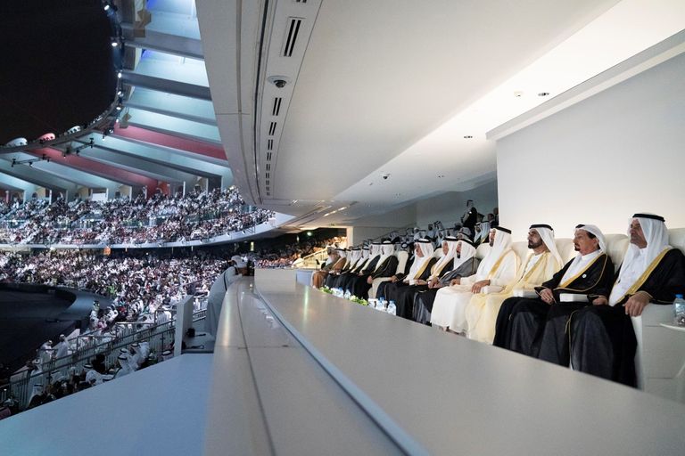 محمد بن راشد ومحمد بن زايد والحكام يشهدون الاحتفال باليوم الوطني الـ47