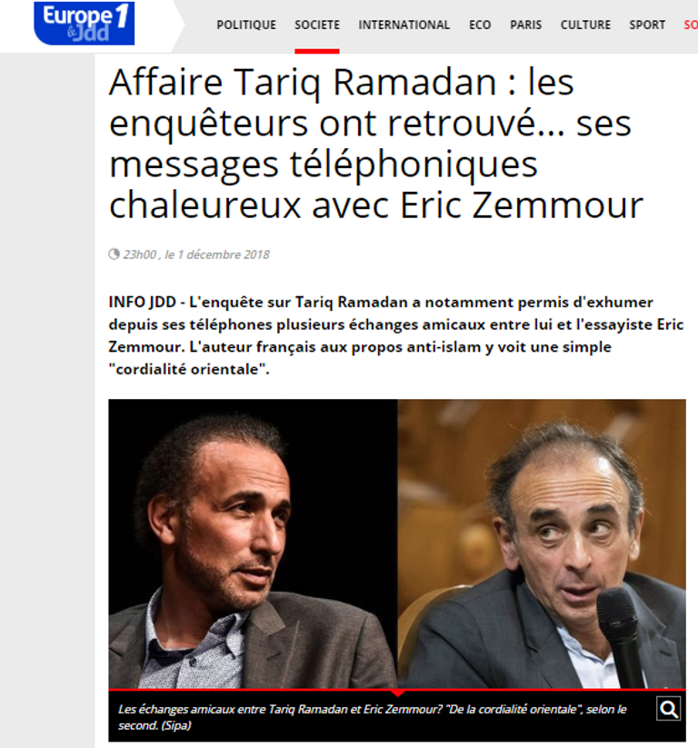 طارق رمضان والكاتب الفرنسي المعادي للإسلام إريك زيمور