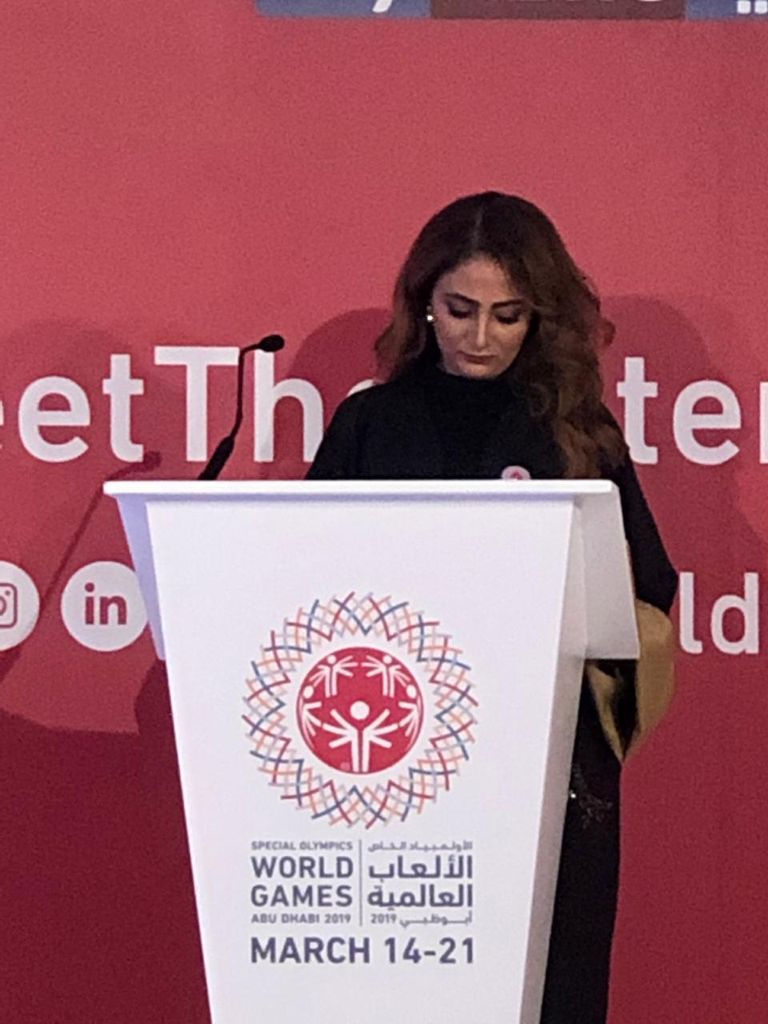 شما المزروعي خلال كلمتها في المؤتمر الصحفي