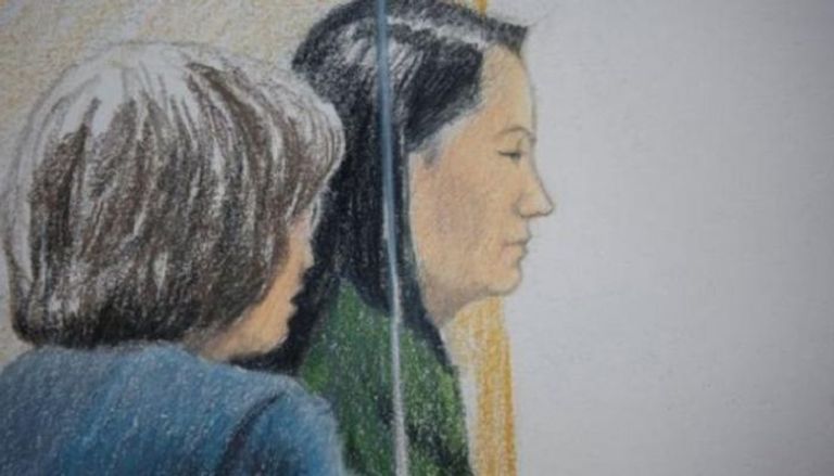 رسم يظهر مينغ وهي في المحكمة- الصورة من رويترز