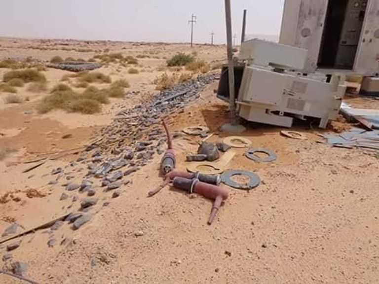 جانب من عملية التخريب لأحد آبار النهر الصناعي العظيم في ليبيا