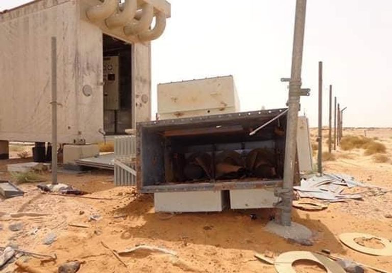 جانب من عملية التخريب لأحد آبار النهر الصناعي العظيم في ليبيا