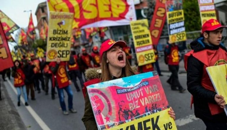 جانب من المظاهرات في تركيا 