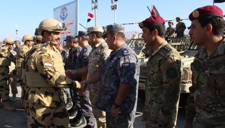 عناصر الجيش المصري لدى وصولها إلى الأردن لتنفيذ التدريب المشترك