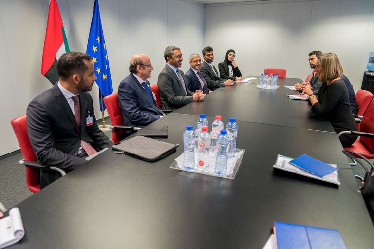 الشيخ عبد الله بن زايد آل نهيان- وزير الخارجية والتعاون الدولي يلتقي موغيريني